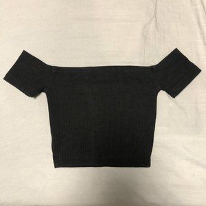Missguided Black Ribbed Crop Top 0